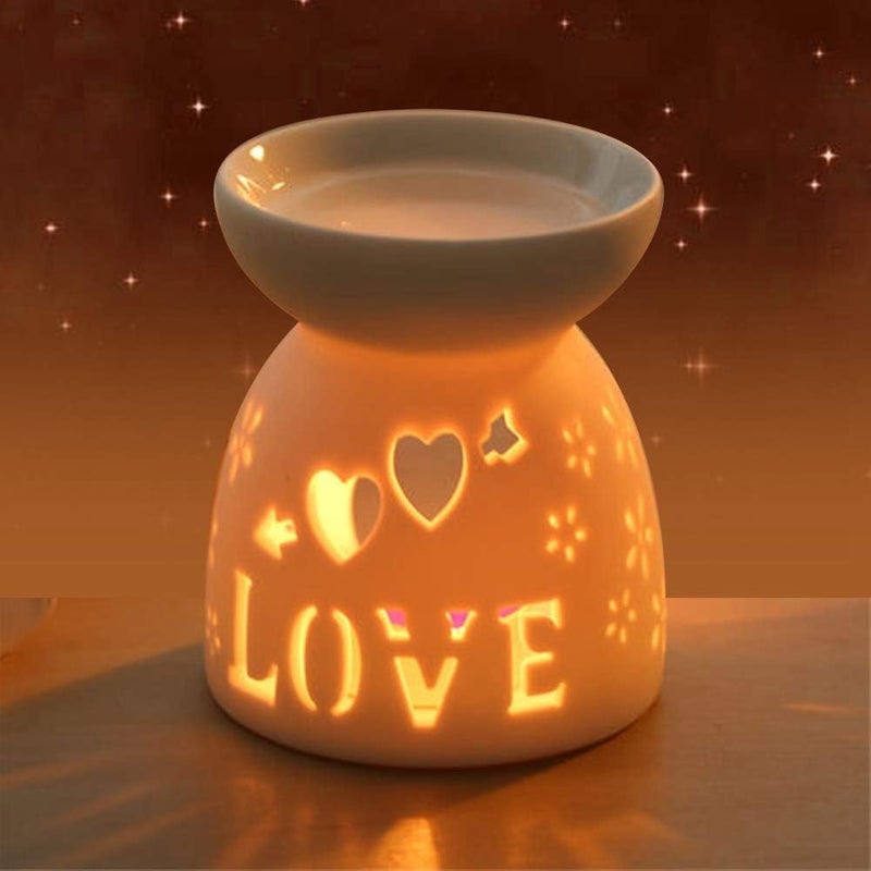 woobles Ceramic Tealight Candle Holder Oil Burner Night Fragrance Lamp Essence Oil Furnace Aromatherapy Wax Valentine's Day Girlfriend(Love) - Image 3